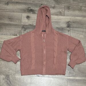 SHEIN Dusty Pink Hooded Cardigan